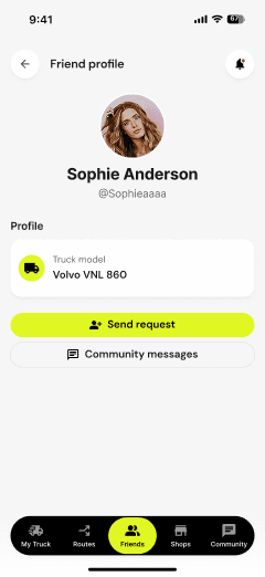 Milebit app — driver profile