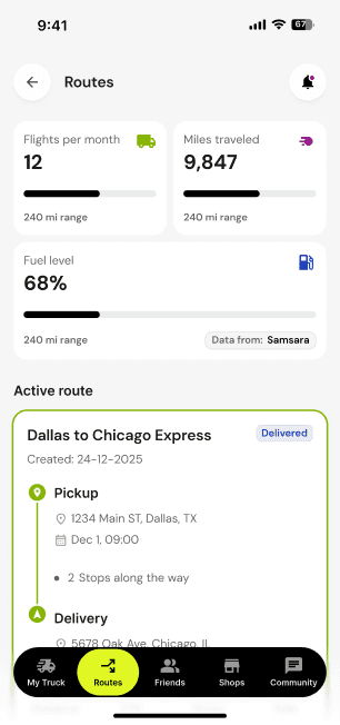 Milebit app — AI-Powered Truck Routes