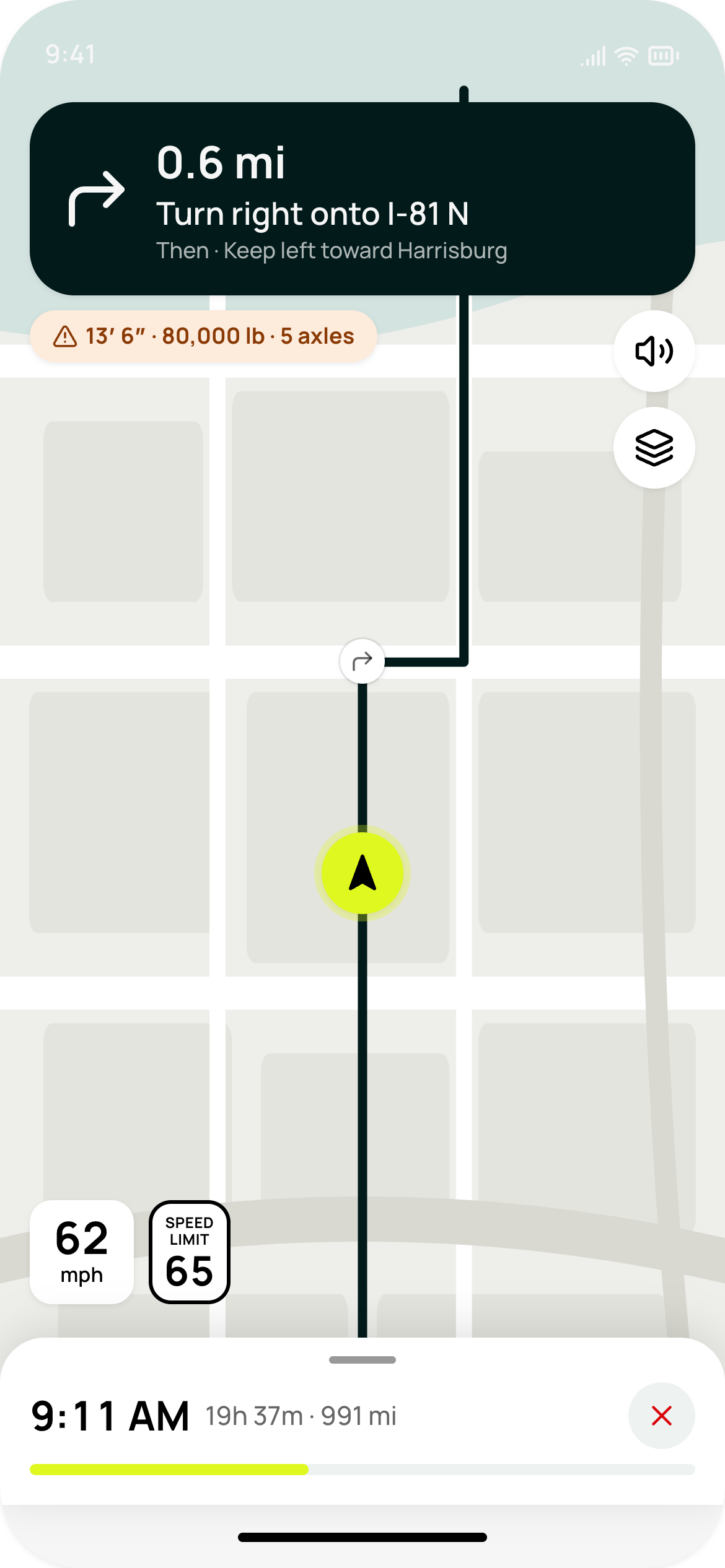 Milebit app: turn-by-turn truck navigation
