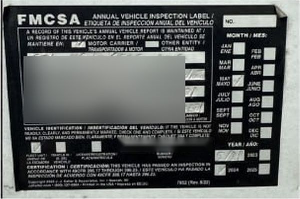 Example: Annual vehicle inspection label